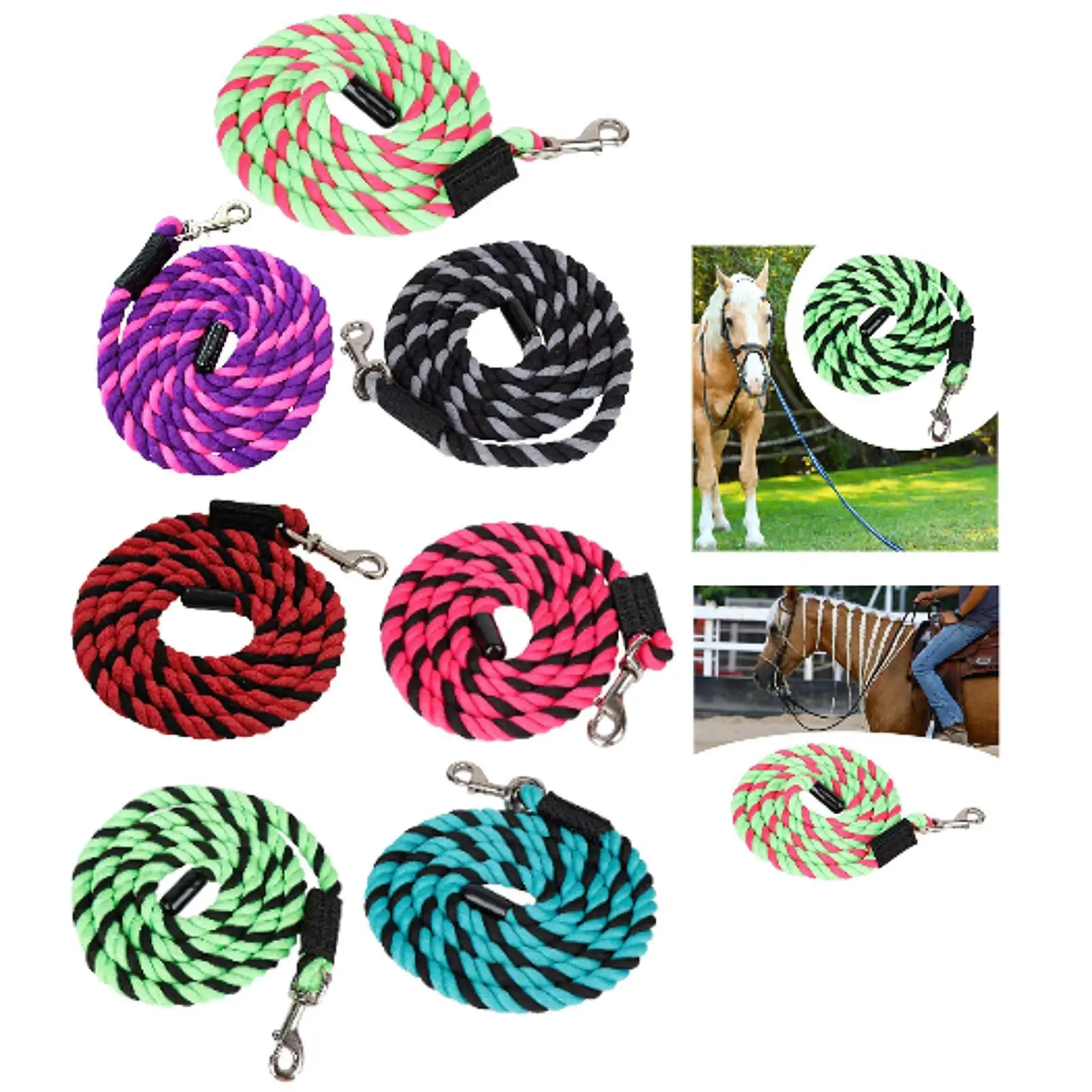 Cuerda de plomo para caballos, equipo ecuestre, cuerda de plomo de algodón resistente