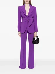 HIGH STREET il più nuovo Set di pantaloni Blazer Slim Fit con cintura irregolare da donna di moda da pista di design 2024