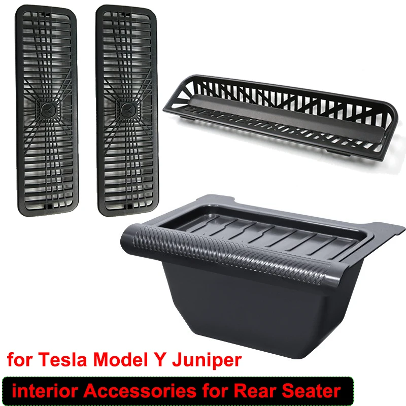 Аксессуары для Tesla Model Y Juniper 2025, органайзер для хранения на заднем сиденье, защитная крышка на заднем воздуховыпускном отверстие, бака для мусора