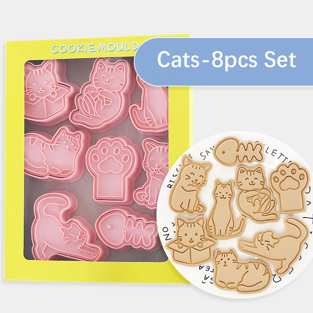 8Pcs Dschungel Safari Cookie Cutter Keks Backform Dinosaurier Hund Katze Bär Foreset Tiere Backen Cookie Werkzeug Kind Geburtstag party – Detail 9