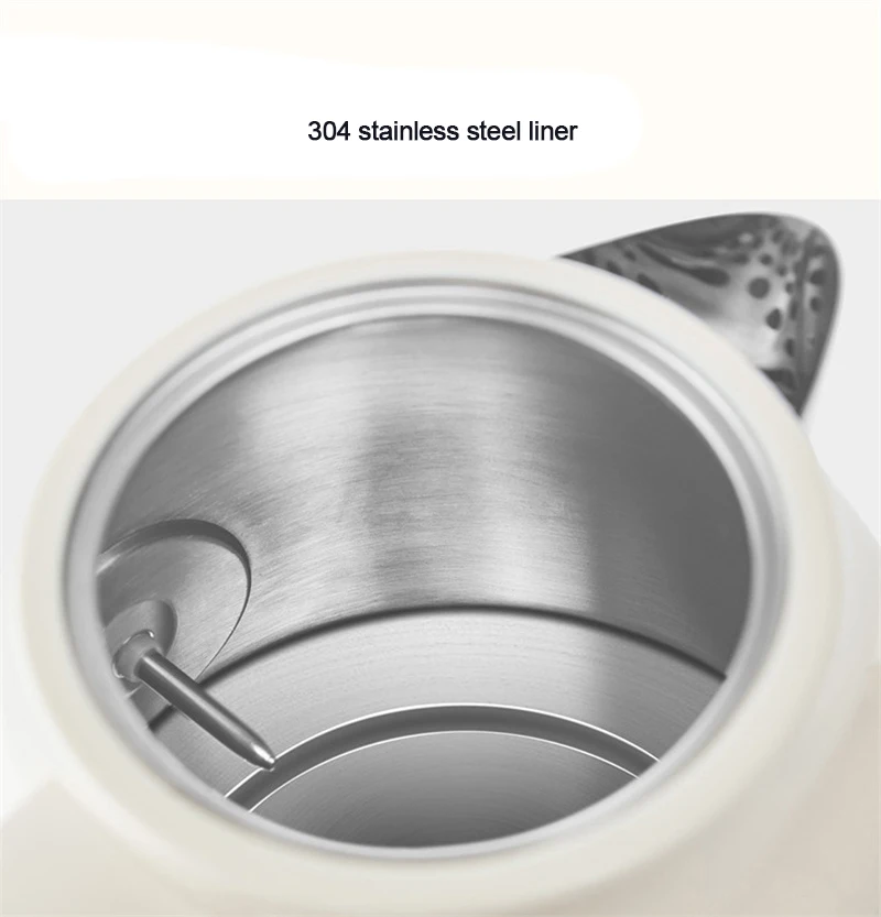 QS-1701 Retro กาต้มน้ำไฟฟ้านำเข้าควบคุมอุณหภูมิ1.7l ขนาดใหญ่ความจุนาฬิกาไฟฟ้ากาต้มน้ำ Retro สีขาว/Olive Green