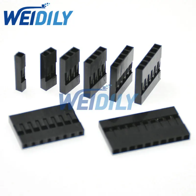 50PCS Dupont Plastic Shell 2.54mm Single /Double Row Dupont Connector 1P/2P/3P/4P/5P/6P/8P/10P 2*2pin 2*3 2*4pin 2*5pin Housing