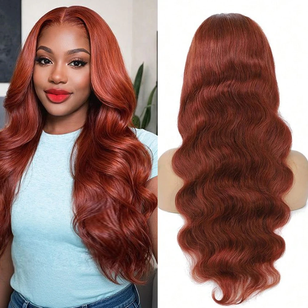 

100% Human Hair Reddish Brown Body Wave Wigs Human Hair Brown 13x4 HD Lace Frontal Human Hair Wigs For Women 180 Density