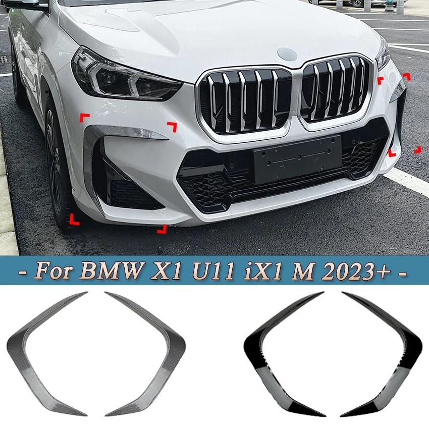 

For BMW X1 U11 iX1 M Sport 2023 2024 Gloss Black ABS Car Front Bumper Lip Splitter Side Air Vent Intake Fog Lamp Frame Spoiler