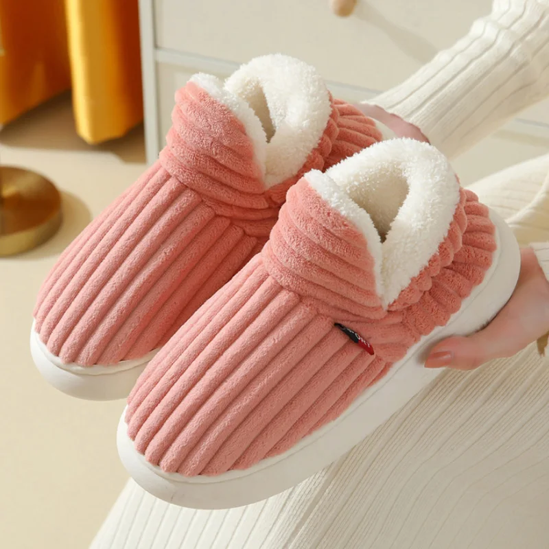 2023 New Arrival Waterproof Furry Slippers Indoor Men Cotton Shoes Unisex Keew Plush Ankle Snow Boots Woman Home Slippers