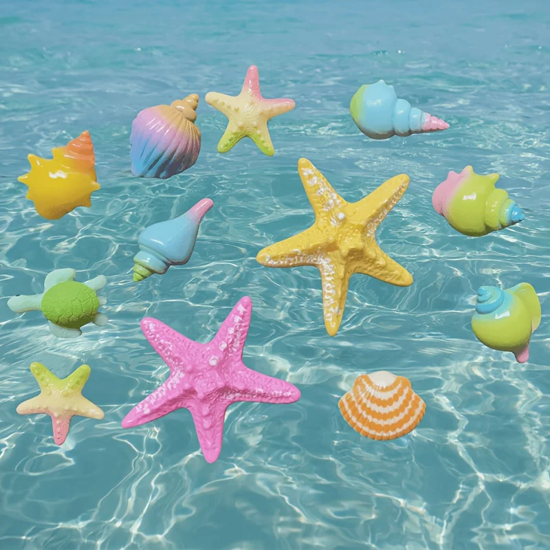 

12Pcs Colorful Beach Series Starfish, Shells, and Shell Decoration Set, Made of Glossy Abs Resin, a Must-Have for Vacations, Suitable for Decorating Women'S/Girls' Jelly Shoes/Cut-Out Clogs, Removable DIY Decorations
