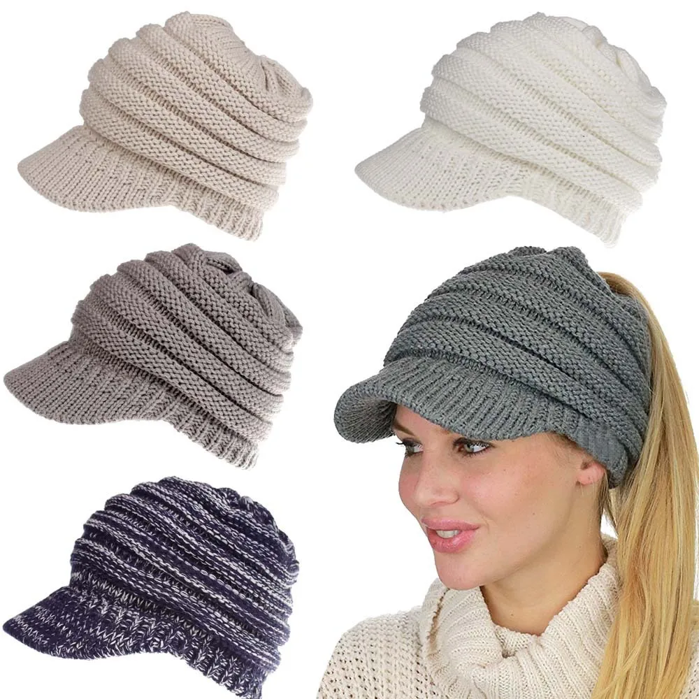 Skifahren Sport Hut Thermo Pferdeschwanz Hut für Frauen mit einer ausgehöhlten Krempe Schirmmütze Baseball Kappe Herbst und Winter Casual Hut – Detail 2