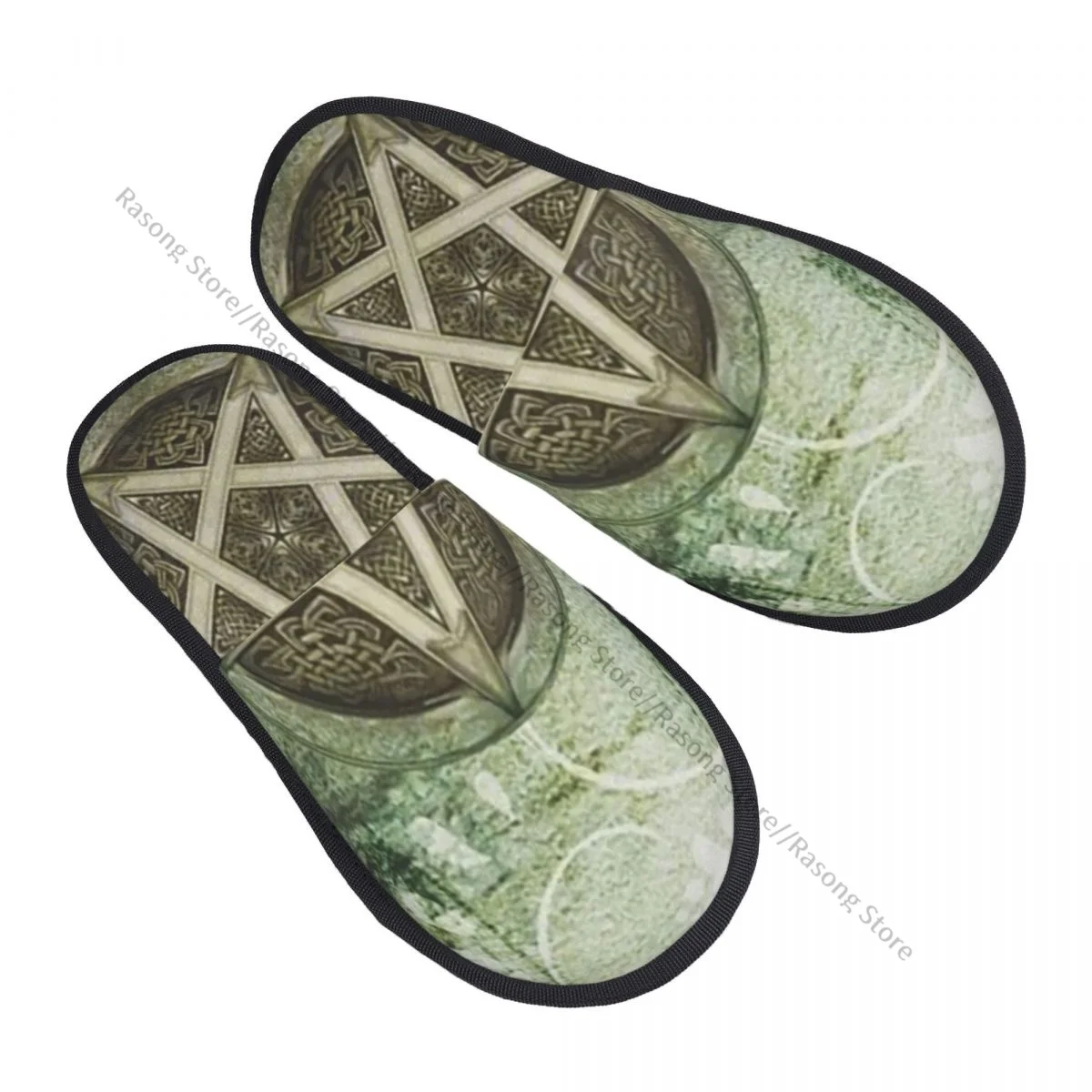 Indoor Wiccan Pagan Witch Warm Slippers Home Plush Slippers Home Soft Fluffy Slippers