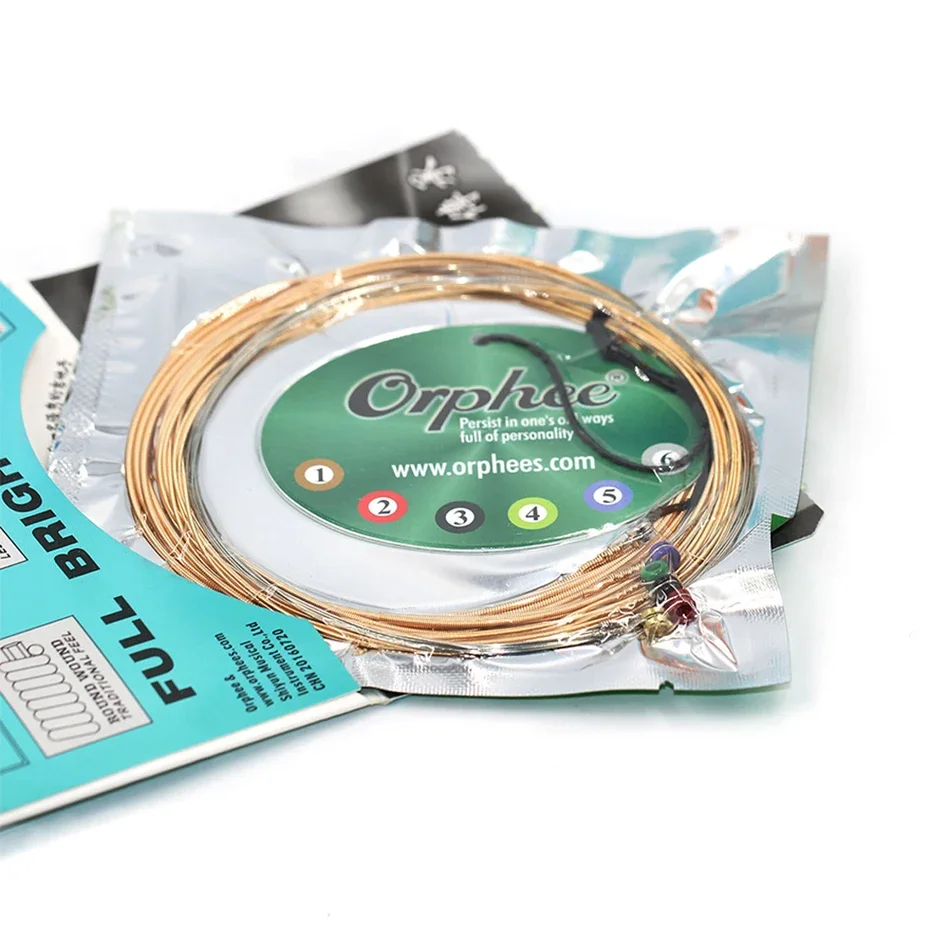 Orphee High Quality QA Series Medium Super Light Extra Light Acoustic Guitar Strings 85/15 Bronze Color End-Ball