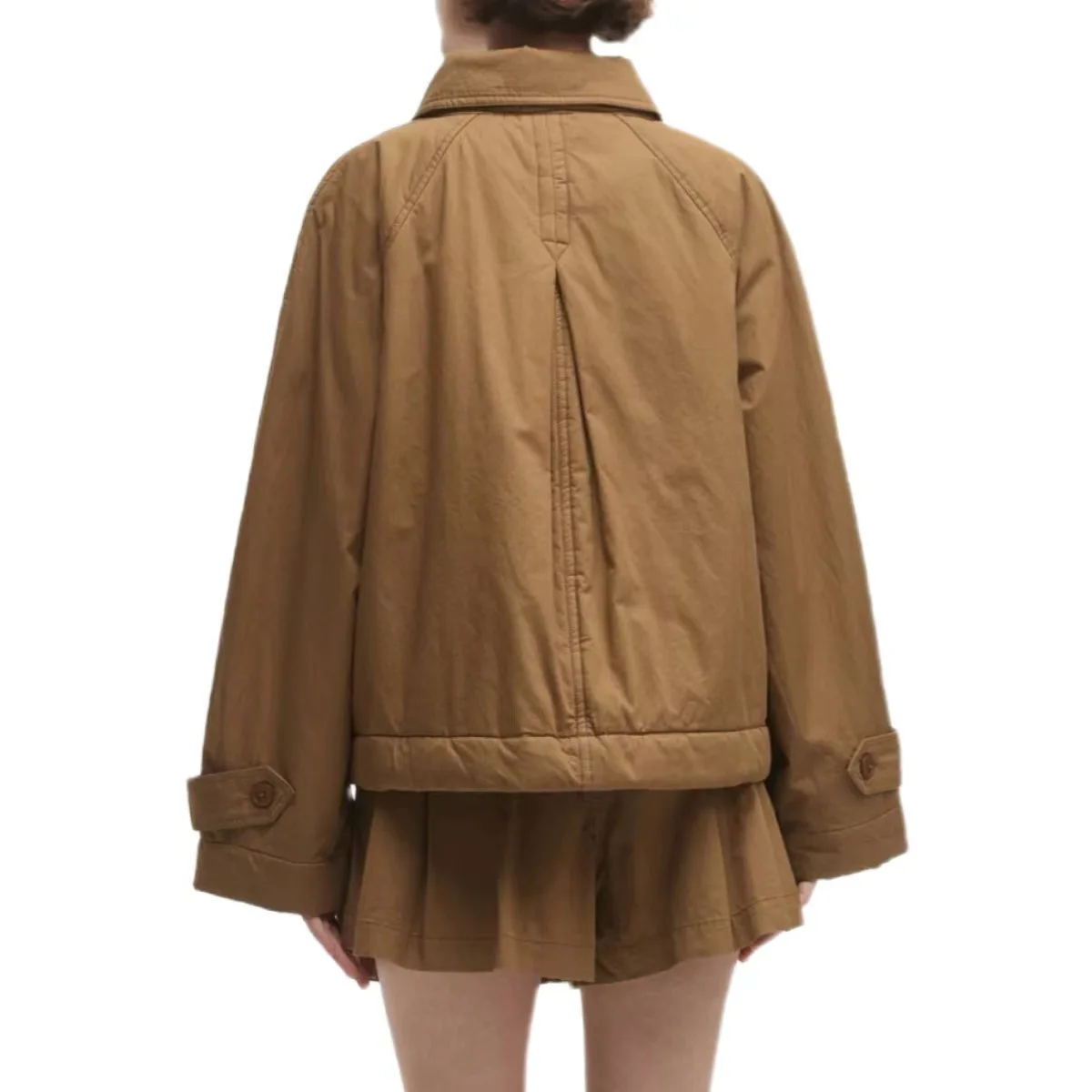 2025 Sezanes fashion autumn winter new retro leisure solid color loose lapel straight-breasted jacket cotton jacket French coat