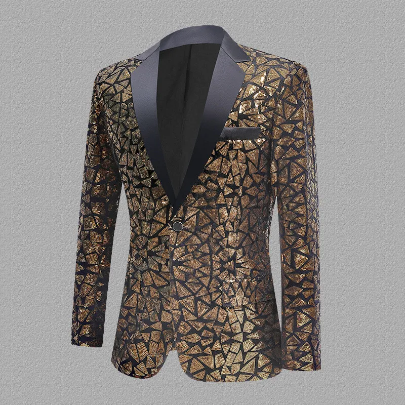 

Мужской повседневный приталенный пиджак с блестками и блестками, костюм для свадебной вечеринки, куртка для певицы, хозяина, сценического выступления, однобортный пиджак