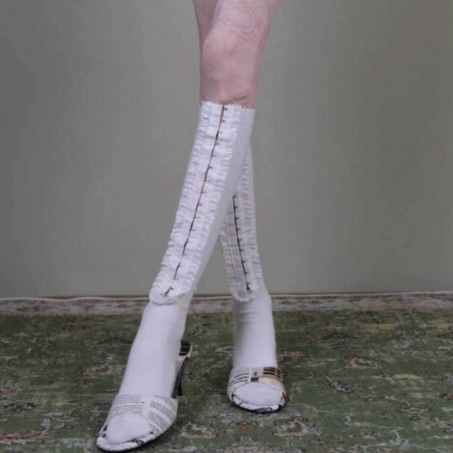 Subculture Y2K Spice Girls Hollow Out Lace Leg Warmers Ladies Punk Style Knee High Socks Party Performance Role Play Leg Warmers - view 5