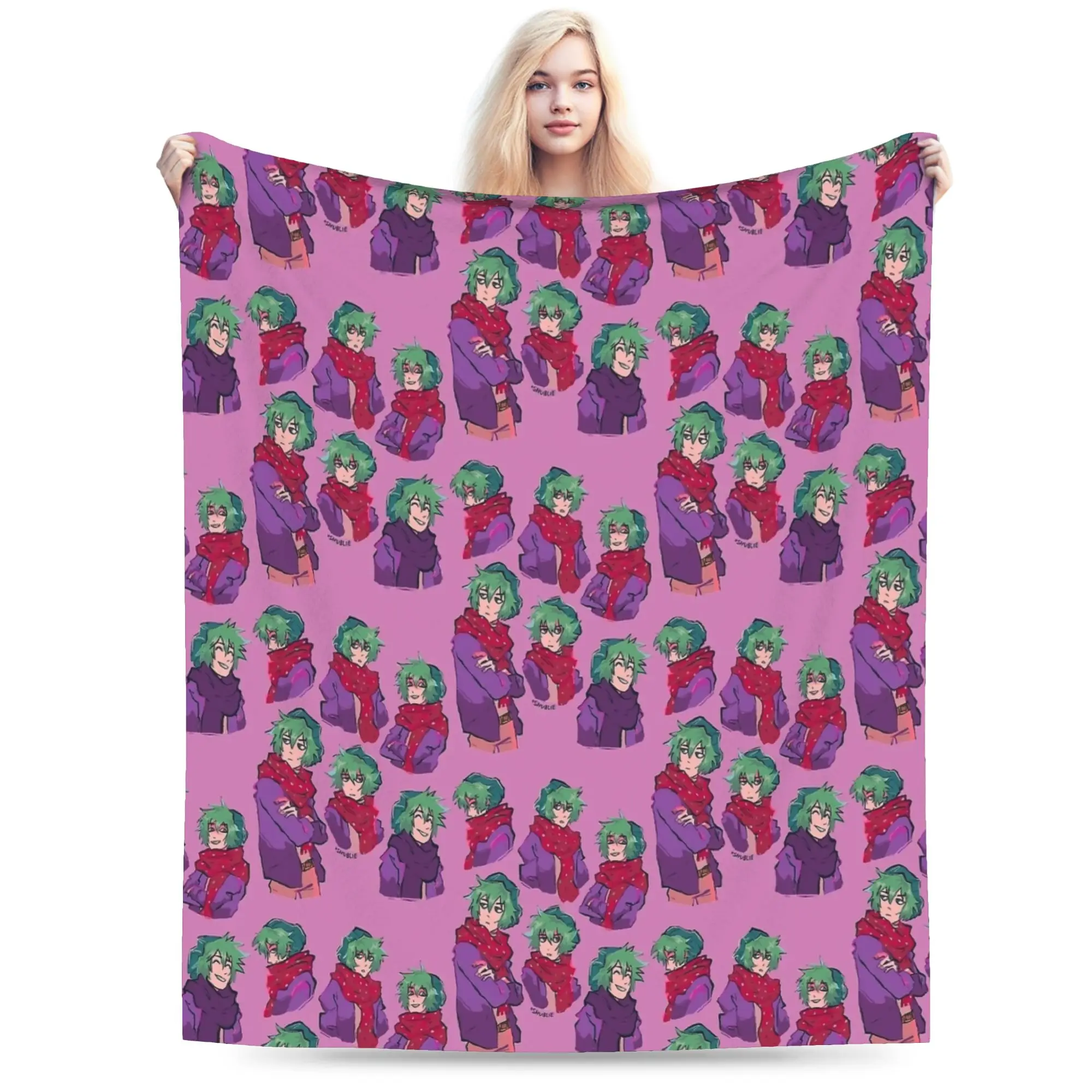 shin tsukimi! Super Warm Blanket  Airplane Travel Plush Throw Blanket Funny Living Room Flannel Bedspread Sofa Bed Cover