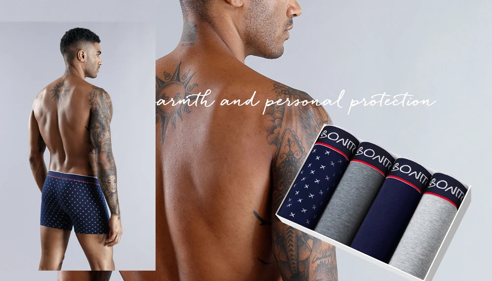 4 Stück Lange Herren-Unterhosen Baumwoll-Boxershorts Sexy Unterwäsche für Männer Sportliche Boxershorts Modische Herren-Trunks Geschenk – Detail 1