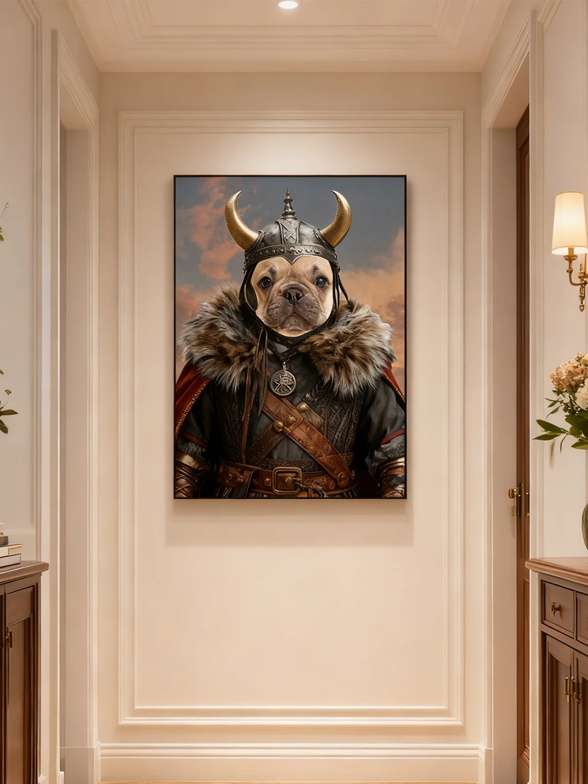 تخصيص قماش اللوحة صورة ملكية |   كلب الملك القط الحيوانات الأليفة الملكية |   ملصق حيوان عصر النهضة لتزيين الهدايا الشخصية