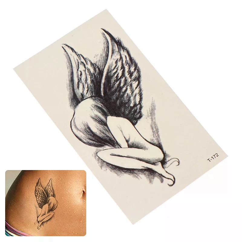 

Waterproof Semi-Permanent Tattoos Little Angel Tattoo Designs For Neck Hand Finger Women's Men's Temporary Tattoo Lasts