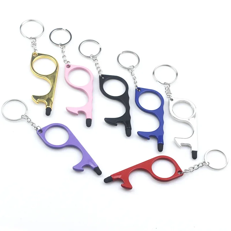 Multifunctional Hand Tool Edc metal Keychain Door Opener No Touch Hygiene Hand Key