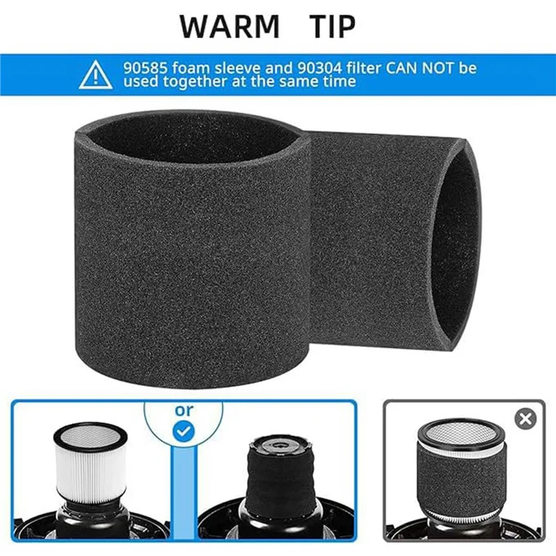 【Berserk】6 Pack 90585 Foam Sleeve VF2001 Foam Replacements Filters For Wet Dry Vacuum Cleaner, Replace Parts 9058500