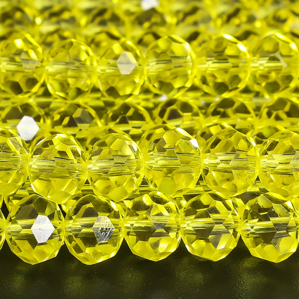 LEMON YELLOW FACETED RONDELLE BEADS AUSTRIA CRYSTAL GLASS BEADS FOR JEWELRY MAKING DIY BRACELET NECKLACE SPACER BEADS 4 6 8MM