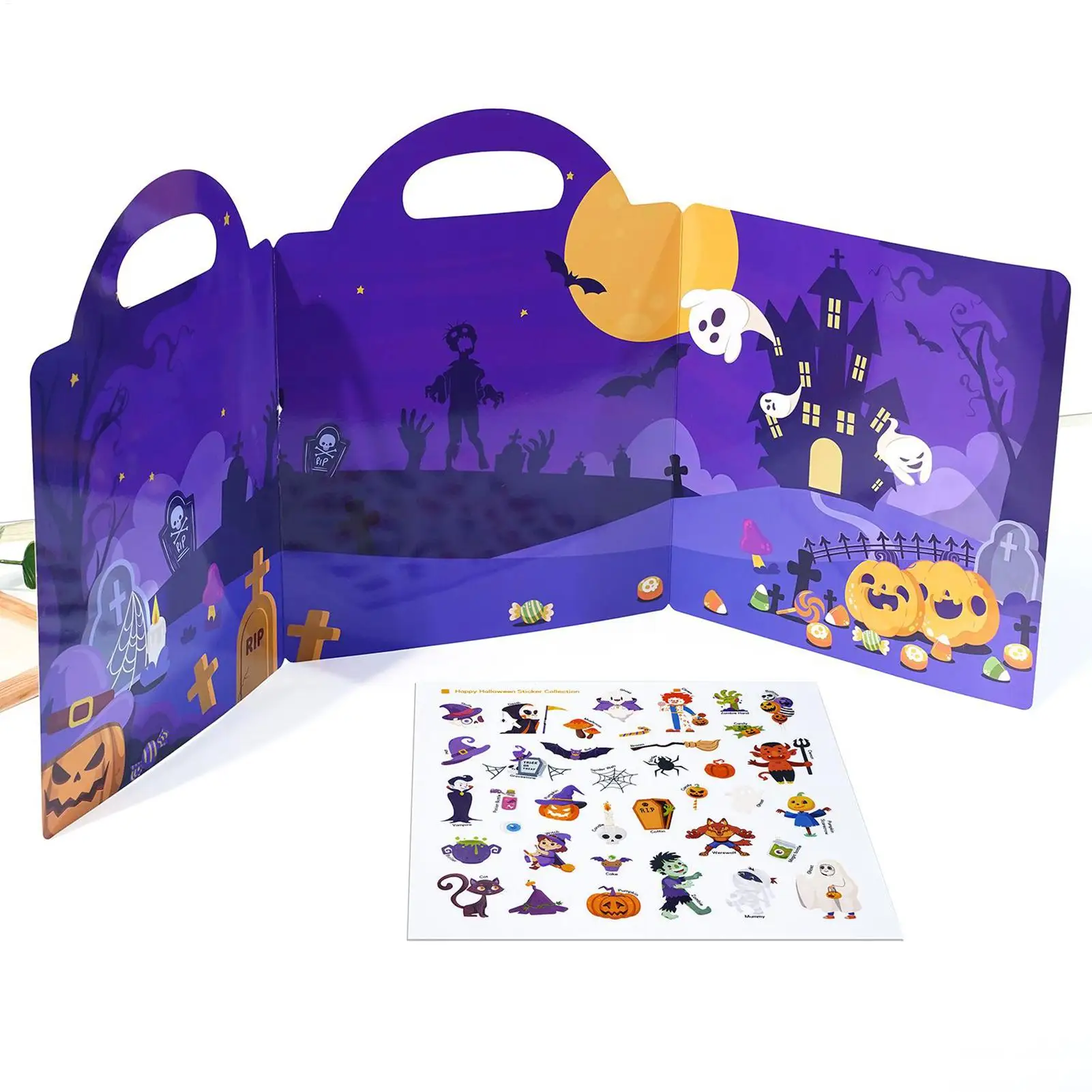 كتاب ملصقات كتب لاصقة قابلة لإعادة الاستخدام للهالوين للأطفال ألعاب الحرف اليدوية للأعمار من 3 إلى 6 سنوات طائرة فصول الدراسية للفتيات الصغيرات