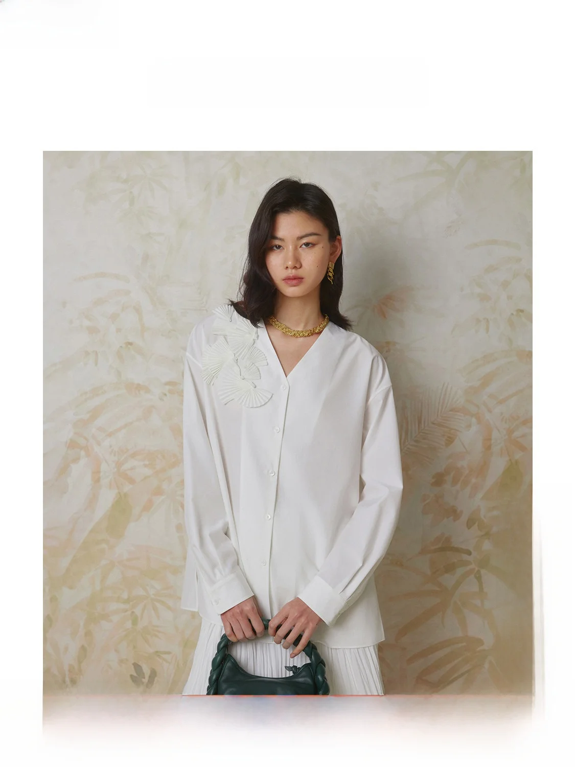 

ZhiZhi Chinese Sle V-Ne Women's irt Loose Fit Spring New Simple Floral 3D Print Long Sve Polyester Cotton Blend