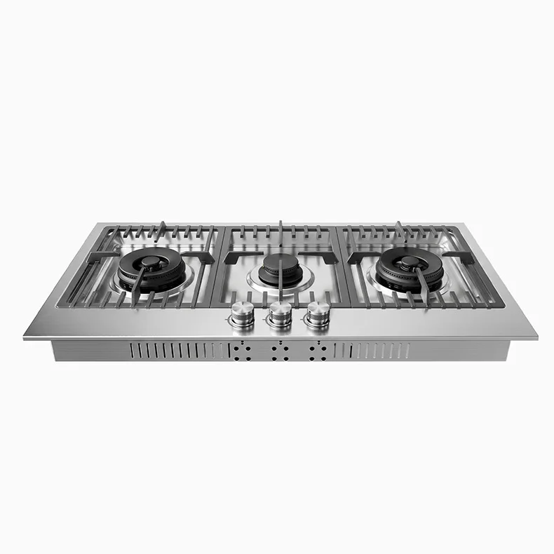 304 Stainless Steel Gas Stove, 3 Burners, Built-in Timer, High-End Home Kitchen Appliance, Durable and Stylish Cooking Range