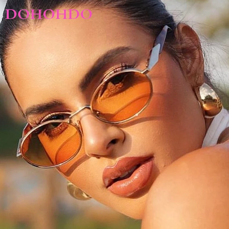 

Trendy Vintage Oval Metal Women's Sunglasses Luxury Brand Designer Small Frame Sunglass Men Outdoor Travel Eyewear Female UV400