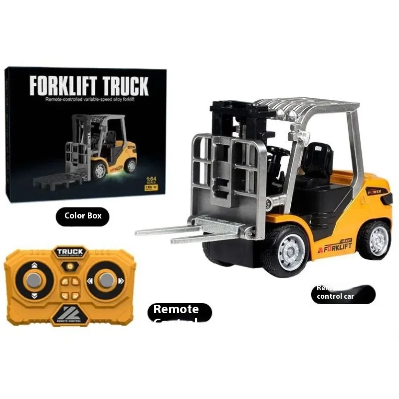 

Mini Alloy Remote Control Forklift Toy 1:64 Scale Adjustable Construction Vehicle Desktop Model 2.4G Remote Controlled Gift