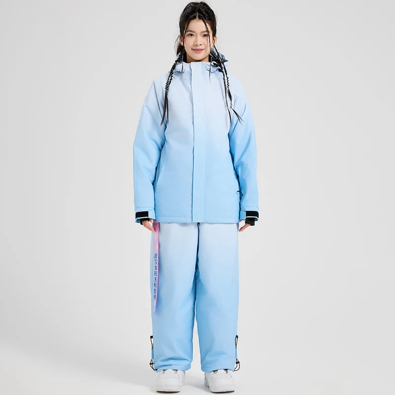 

Winter Hooded Jacket Pants Women Ski Suit Outdoor Sport Mountain Man Snow Sets Hiking Waterproof Female Snowboard Tracksuits