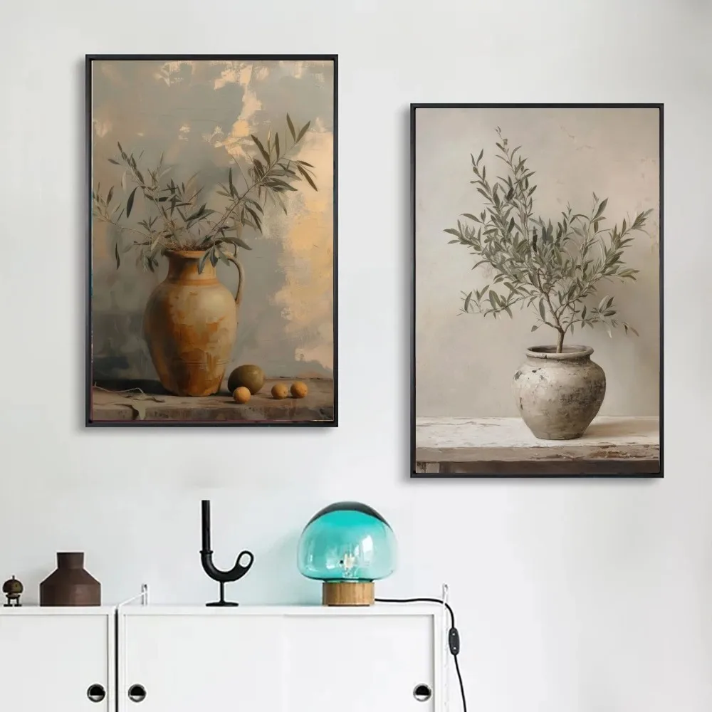 1pc Vintage Italian Olive Tree In Vase Poster Poster Art Print Bar Living Room Furniture Decor