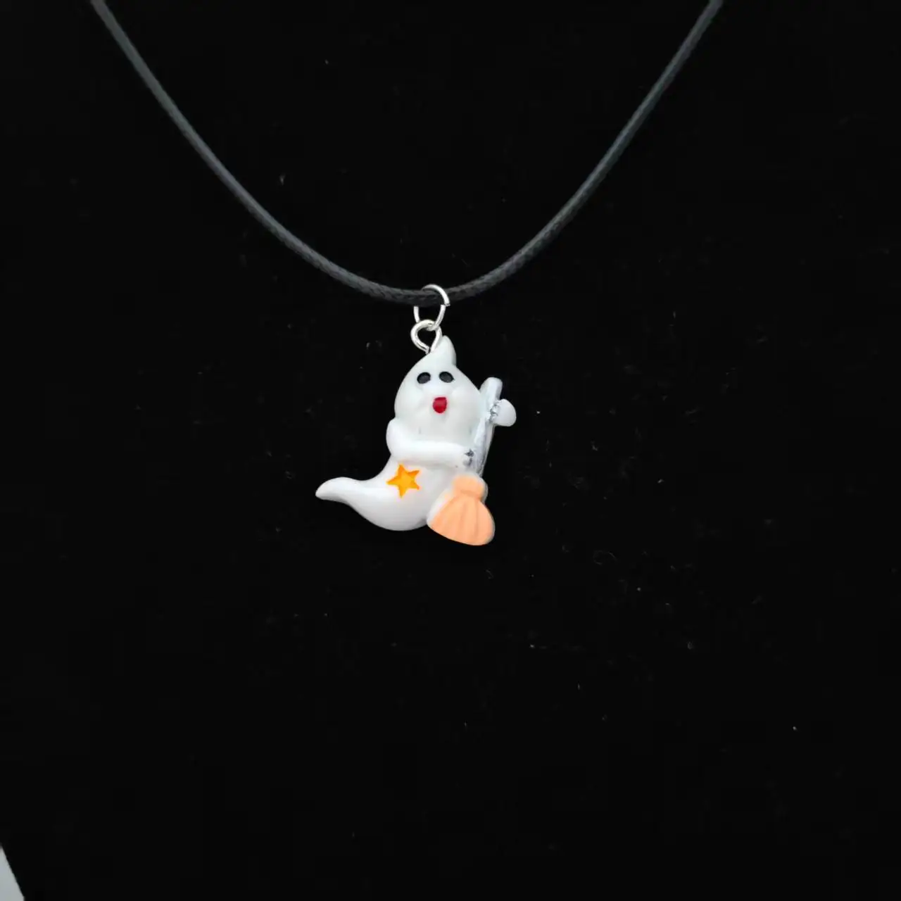 

3D Fashion Cute Besom Ghost Necklace Children Woman Sweater Necklace For Halloween Party Gifts