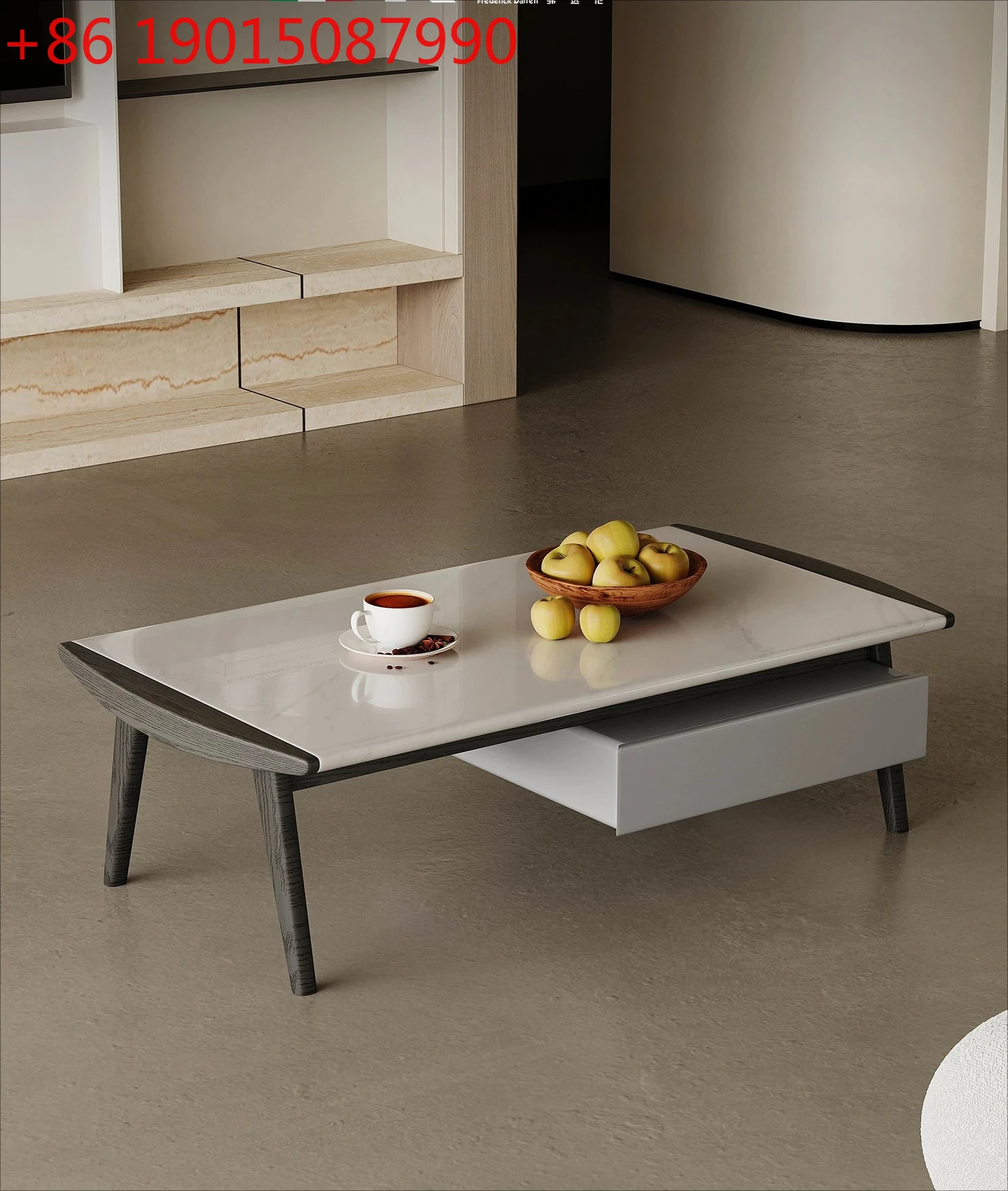 

Italian Minimalist Square Stone Plate Coffee Table Designer Model Creative Coffee Table Affordable Luxury Style Drawer Low Table