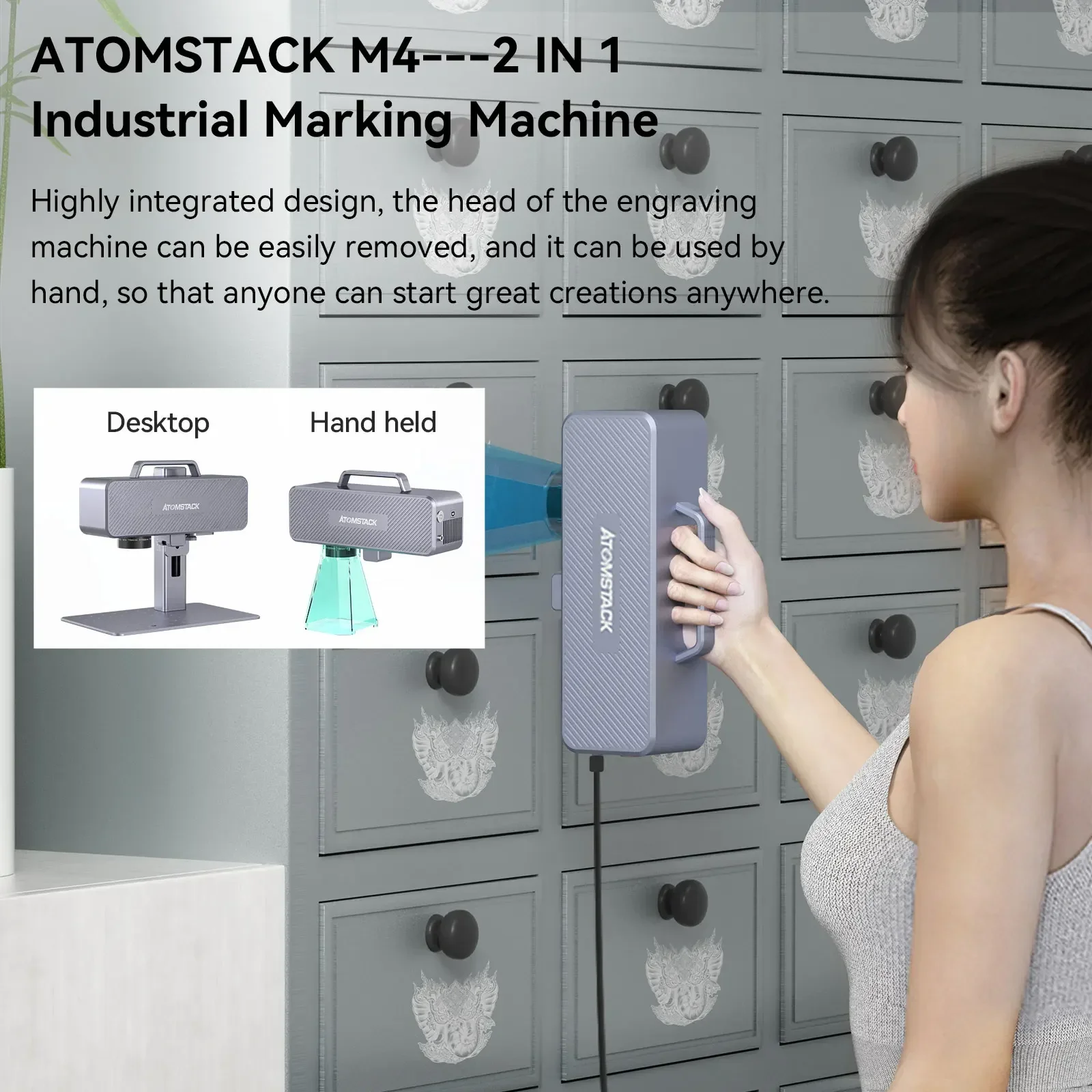 Imagem -02 - Atomstack m4 Fibra Mini Máquina de Marcação a Laser Portátil Desktop Cnc Gravador a Laser com 70*70 mm Área de Gravação para Metal Plástico