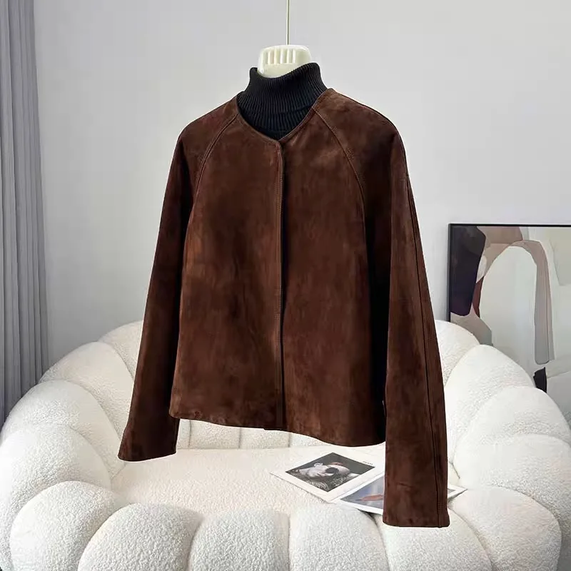 Retro Kid Wildlederjacke für Damen, trendige Silhouette, Kurzmantel, Streetwear, Chill Casaco feminino