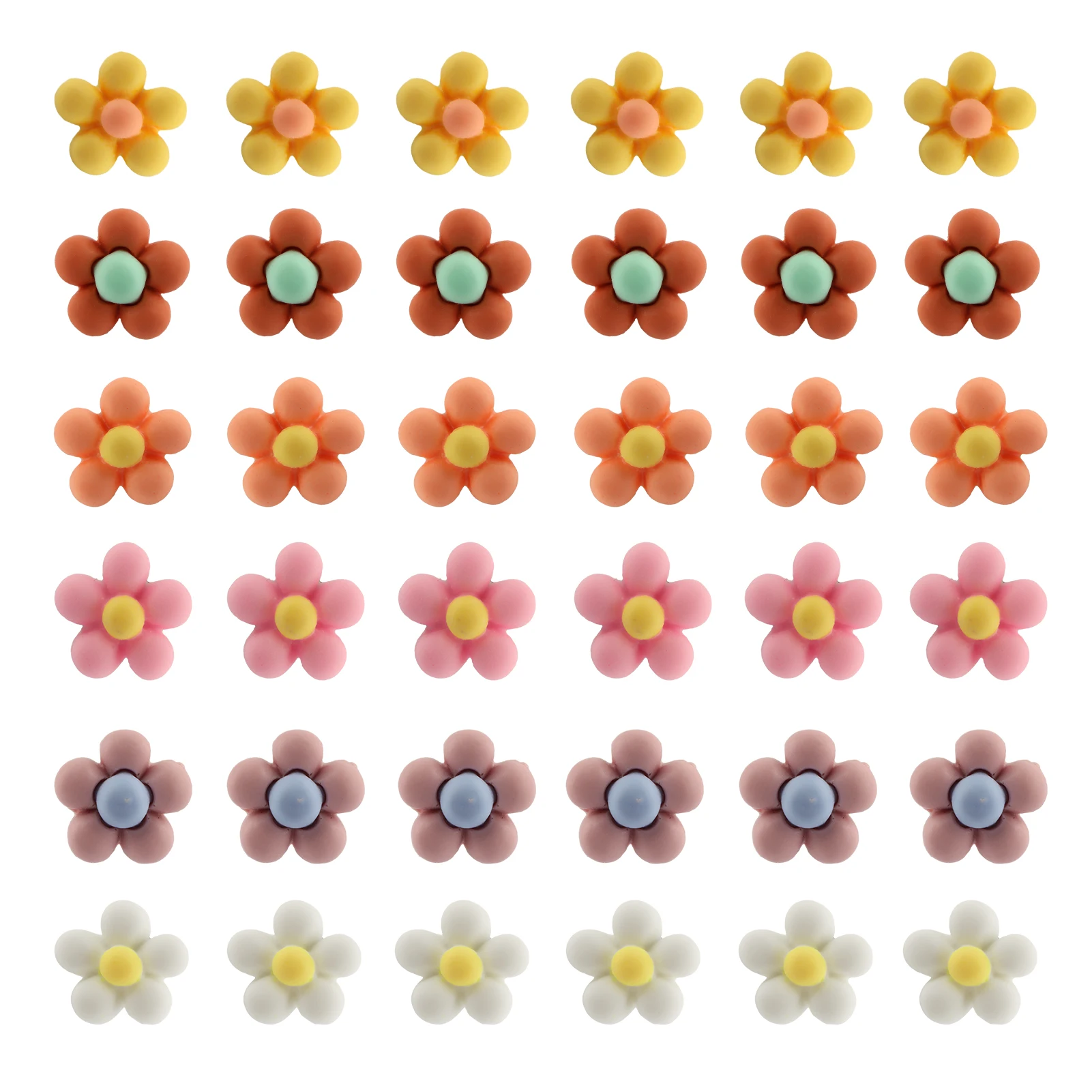 

36pcs Stationery Daisy Flowers Plastic Push Pin Office Supplies Photo Wall For Bulletin Board Student School Small Durable Cute