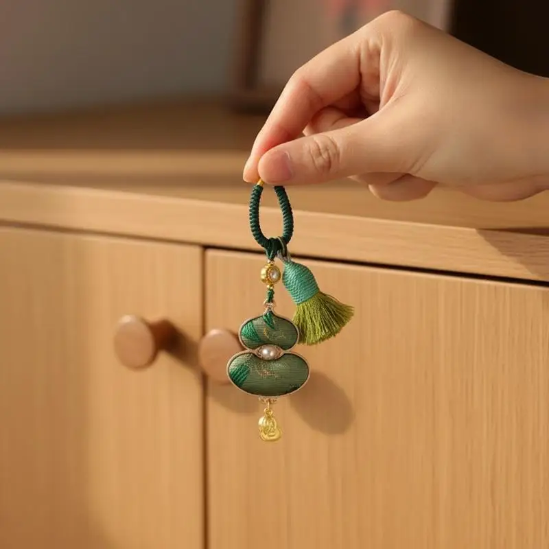 Handmade Brocade Gourd Pendant Good Luck Chinese Style Gourd Key-chain Blessing Traditional Woven Tassel Bag Pendant Bag Charm