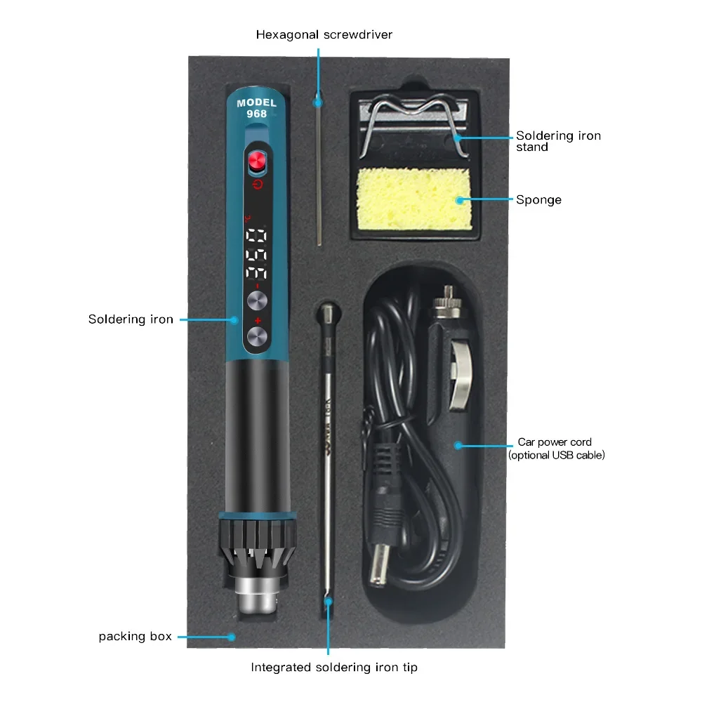 CXG 968 USB سبيكة لحام كهربائي صغير محمول قابل للتعديل درجة حرارة ثابتة وظيفة النوم LED عرض أدوات لحام 24 فولت 230 واط