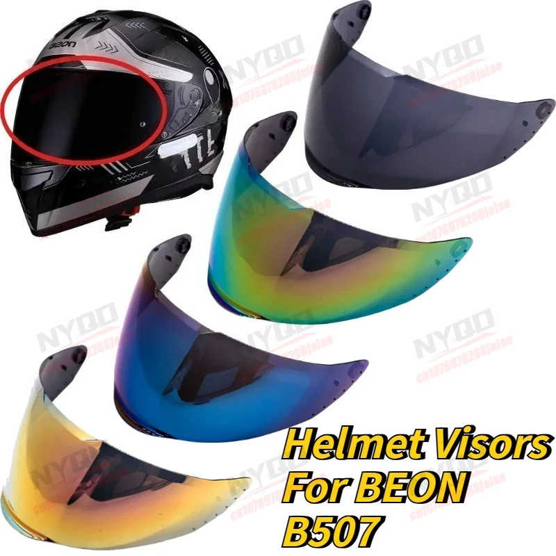 

Motorcycle Helmet Colored Lens Gold-plated Dark Brown Blue Sun Visor Suitable for BEON B507 Sunscreen and Windproof Accessories
