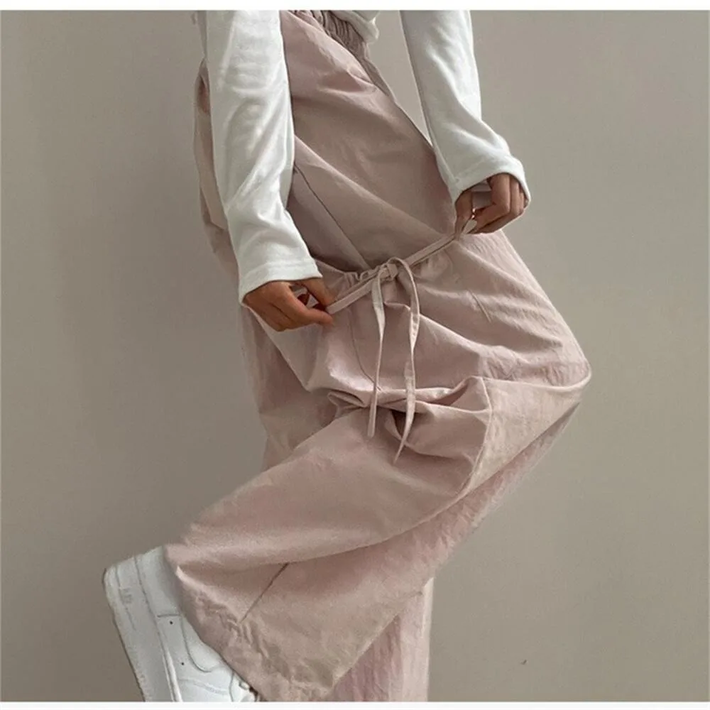 Chique outono vintage fino calças casuais femininas soltas calças de trabalho lado ket nó cintura alta perna reta