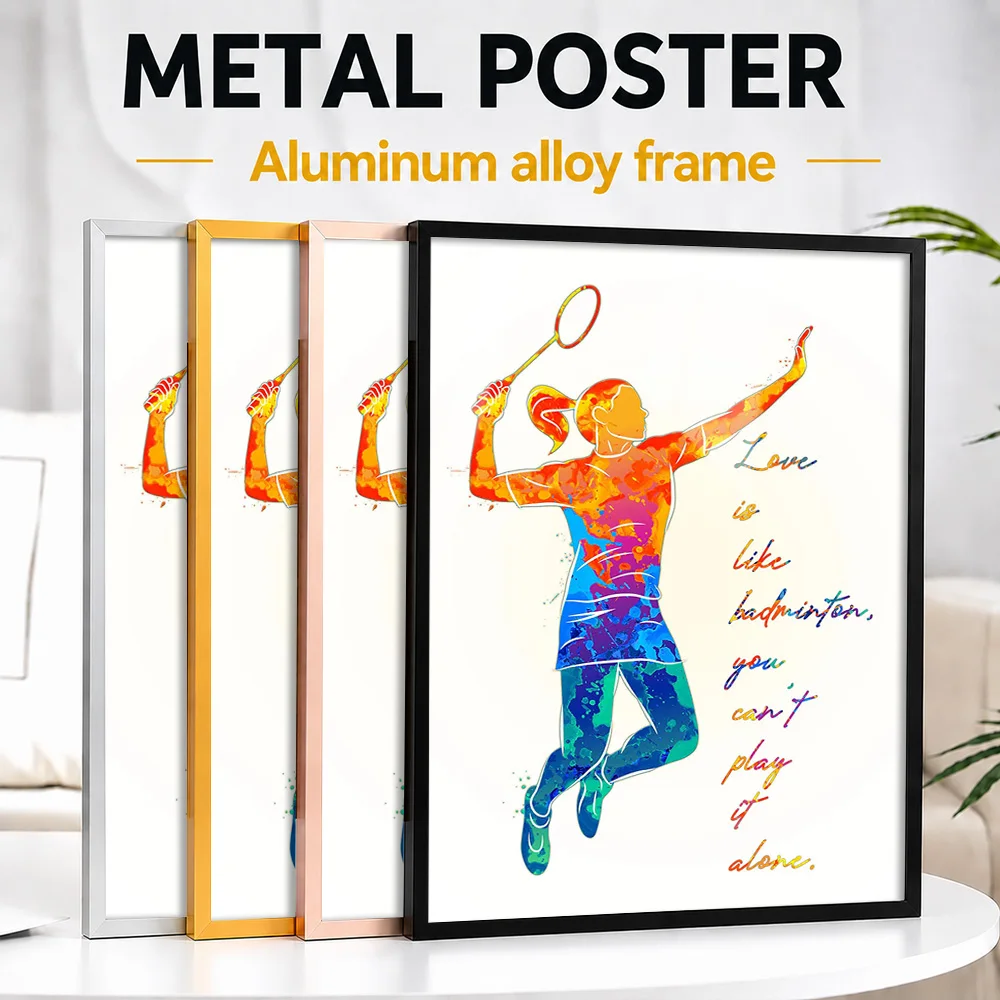 Love Is Like Badminton Quote Metal Poster With Aluminum Alloy Frame Customized Typography Wall Art For Sports Memorabilia Room