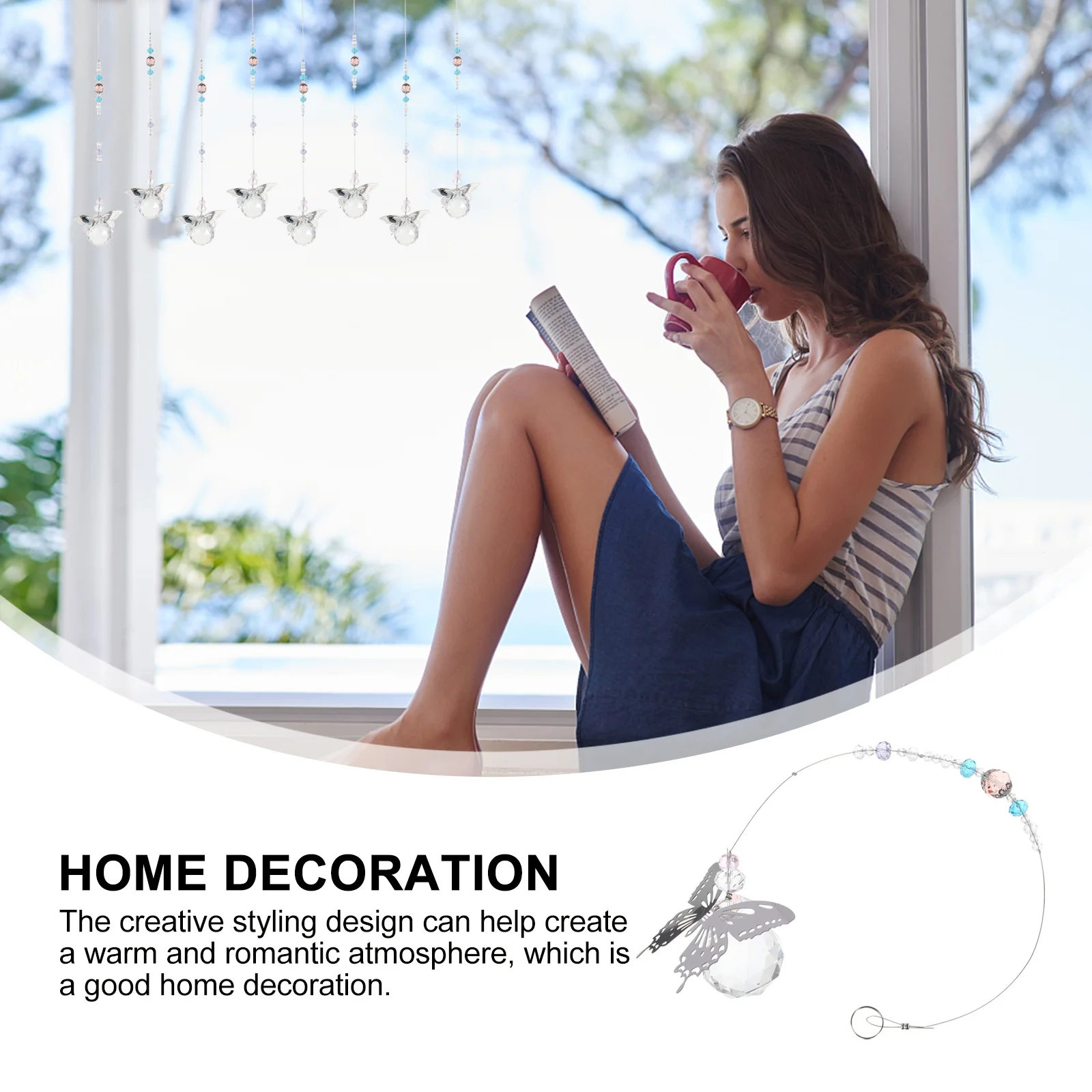 

2Pcs Crystal Butterfly Pendants Creative Decorative Accessories for Home DIY Curtain Beads Romantic Decoration