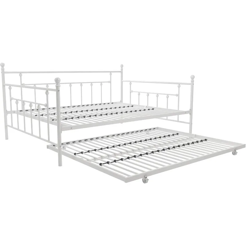 Manila Metal Queen Size Daybed and Full Size Trundle (White) US(Origin)