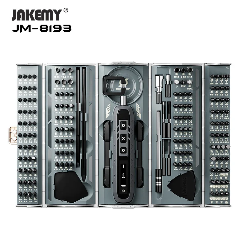 Jakemy Jm-8193 3.7v Electrical Screwdriver Sets Smart Cordless Electric Screwdrivers 500mah Customize 162 Pcs Bits Power Tools