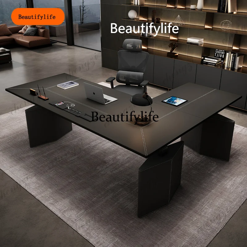 B567 Nordic Minimalist Electric Lift Desk Modern Designer Solid Wood Executive Computer Desks Work Gaming Office Furniture