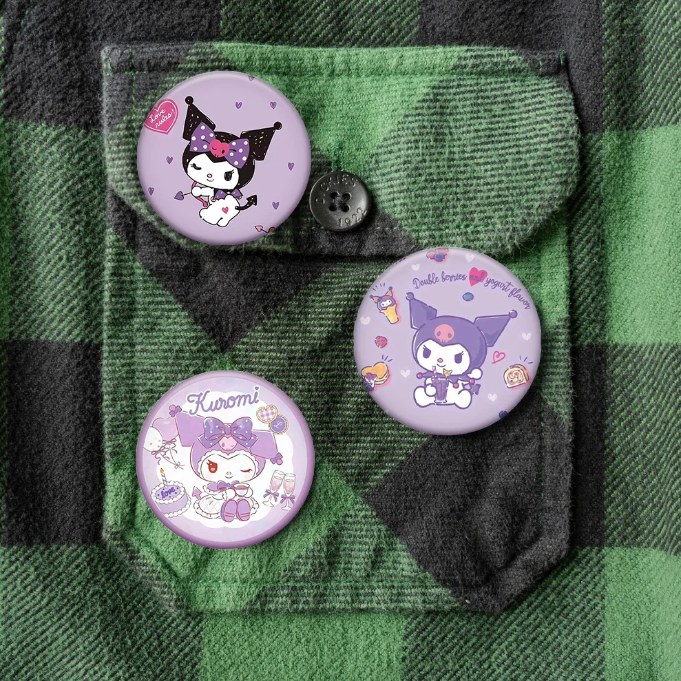 Broche Kuromi de dibujos animados de Anime, insignia de solapa de melodía Kawaii, mochila, camisa, sombrero, Pin de Metal, accesorios bonitos, regalos de cumpleaños para niños