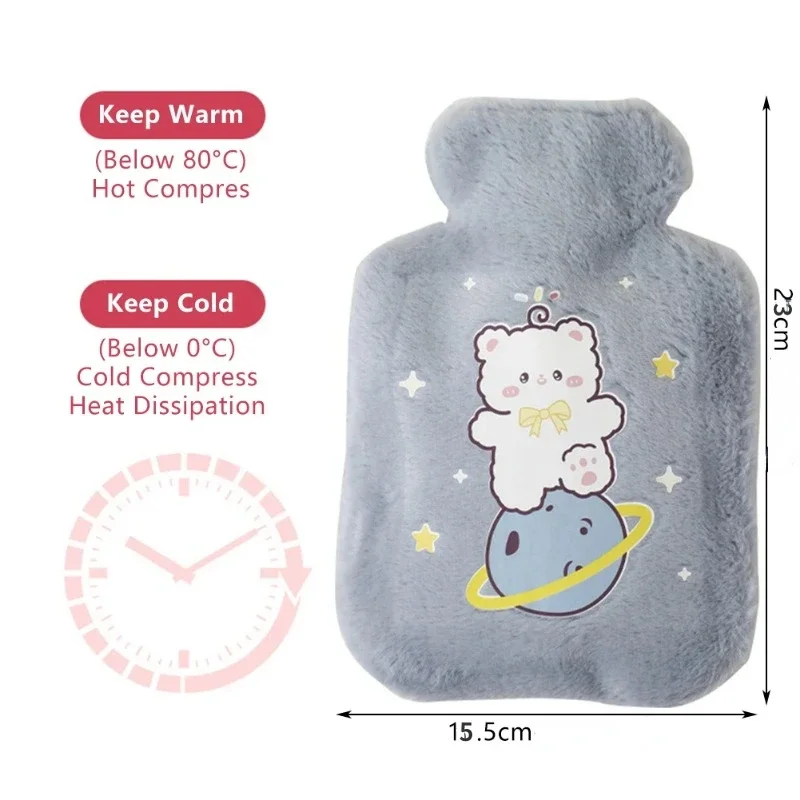 500ML Cartoon Warm Hot Water Bottle Bag Girl Warm Belly Warmer Filled Mini Explosion-proof Portable Winter Reusable Hand Warmer