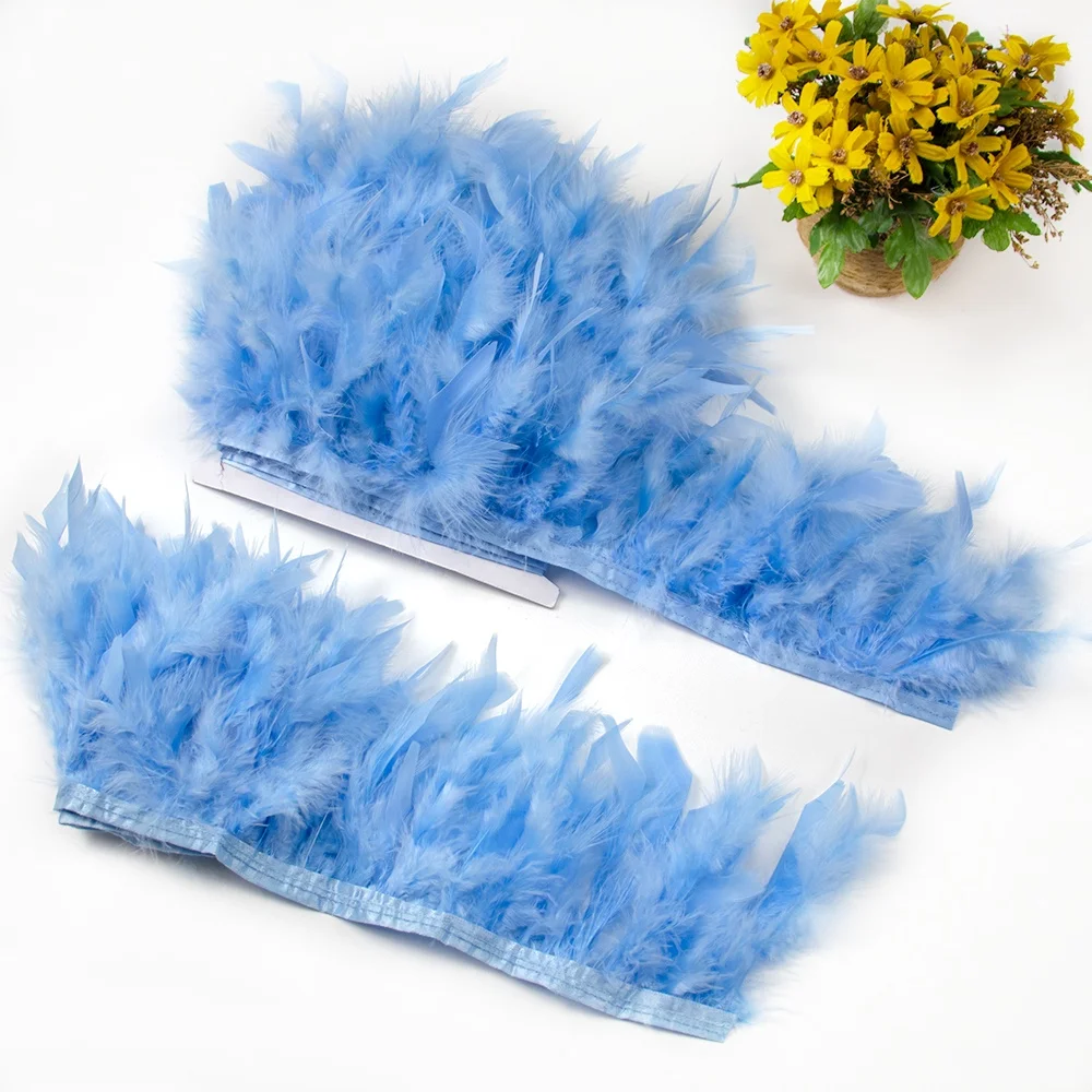 10-15CM Natural Turkey Feathers Trims Fringe Dyed Natural Marabou Feather Ribbon for Party Wedding Clothing Headdres Decoration