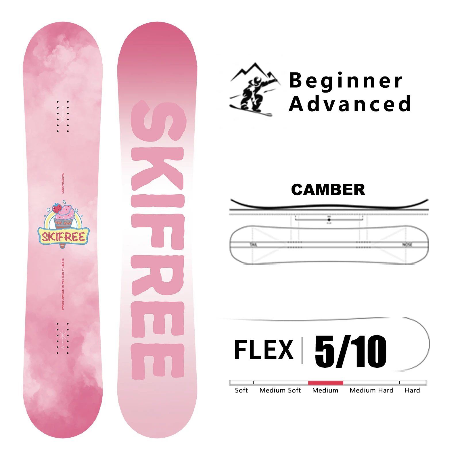 

SKIFREE Snowboard BINGQILING 136cm/140cm/144cm/147cm/150cm