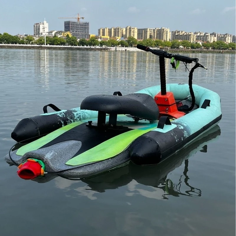 Watch the gray machine electric surfboard speedboat, water sports high-speed dual-purpose power skateboard inflatable board