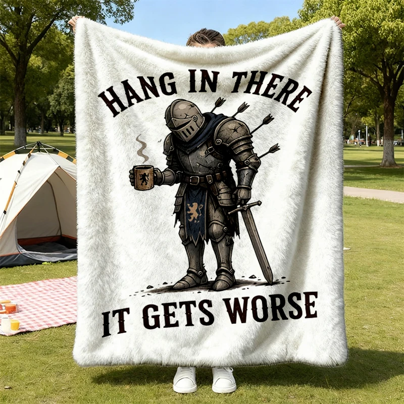 Knight Medieval Humor Flannel Blanket, Dark Humor Sarcastic Quote Flannel Throw